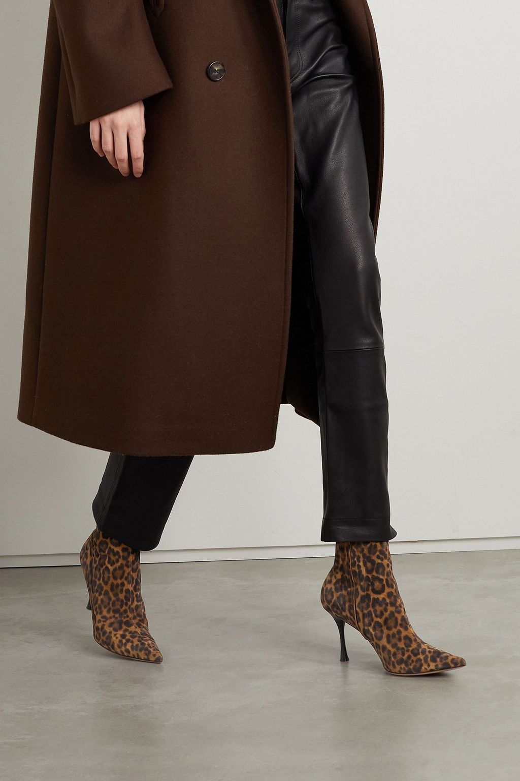 GIANVITO ROSSI 85 leopard-print suede ankle boots