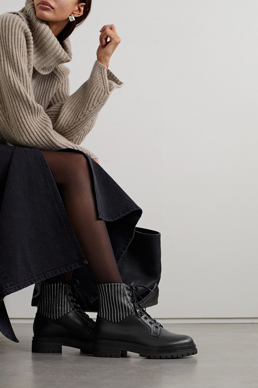 GIANVITO ROSSI Martis 40 crystal-embellished leather ankle boots