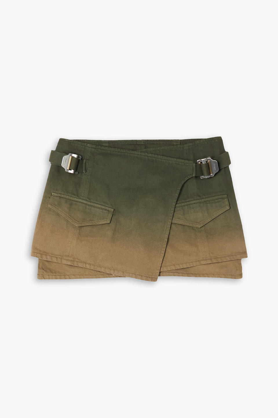 DION LEE UTILITY DENIM WRAP MINI SKIRT
