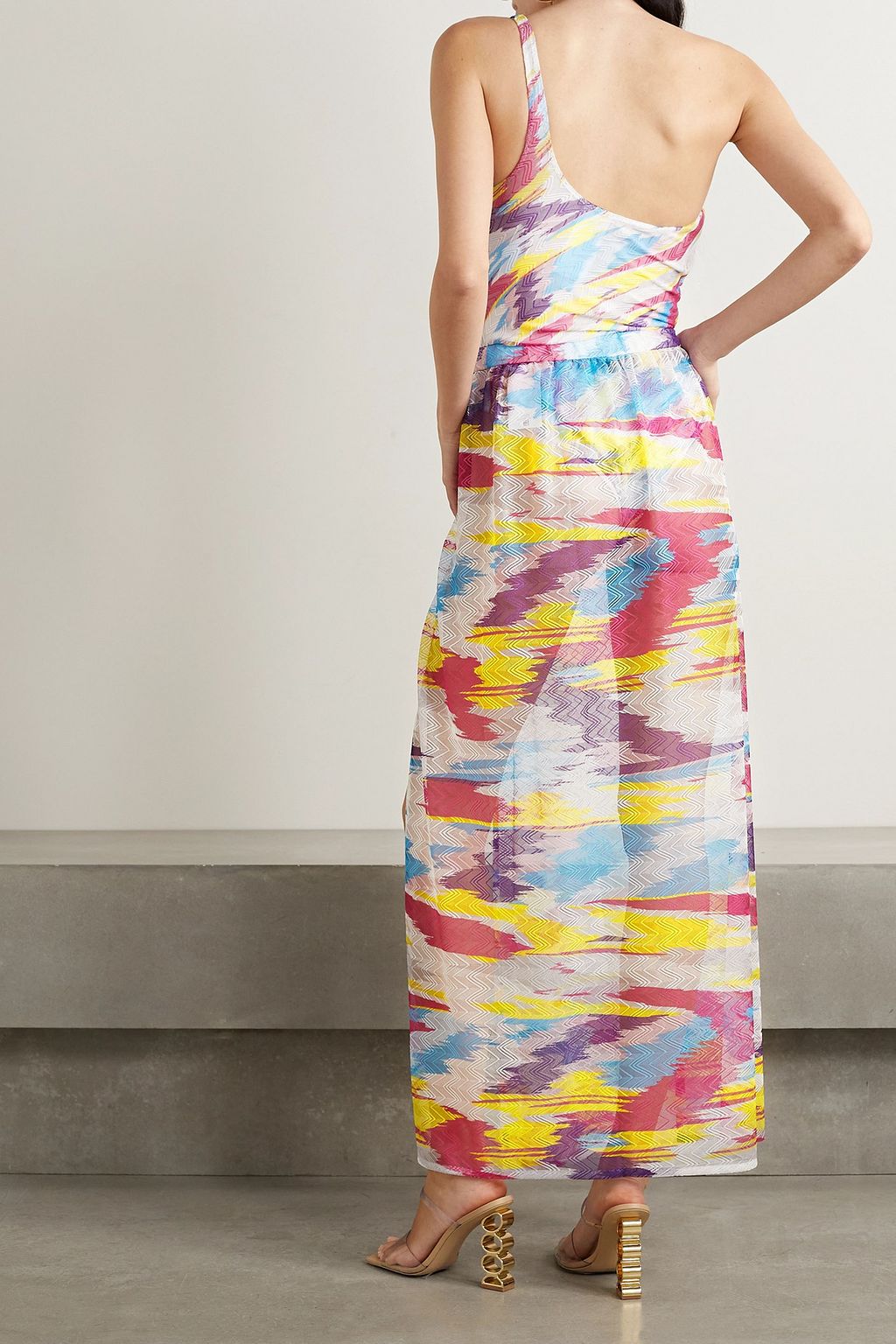 MISSONI 랩 이펙트 프린트 크로셰 니트 맥시 스커트