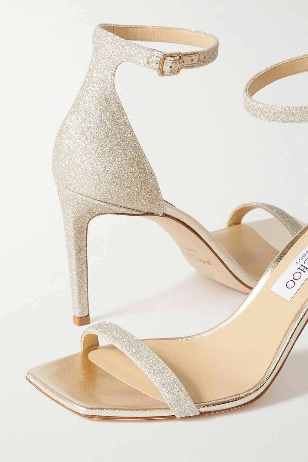 JIMMY CHOO Alva 85 glittered woven sandals