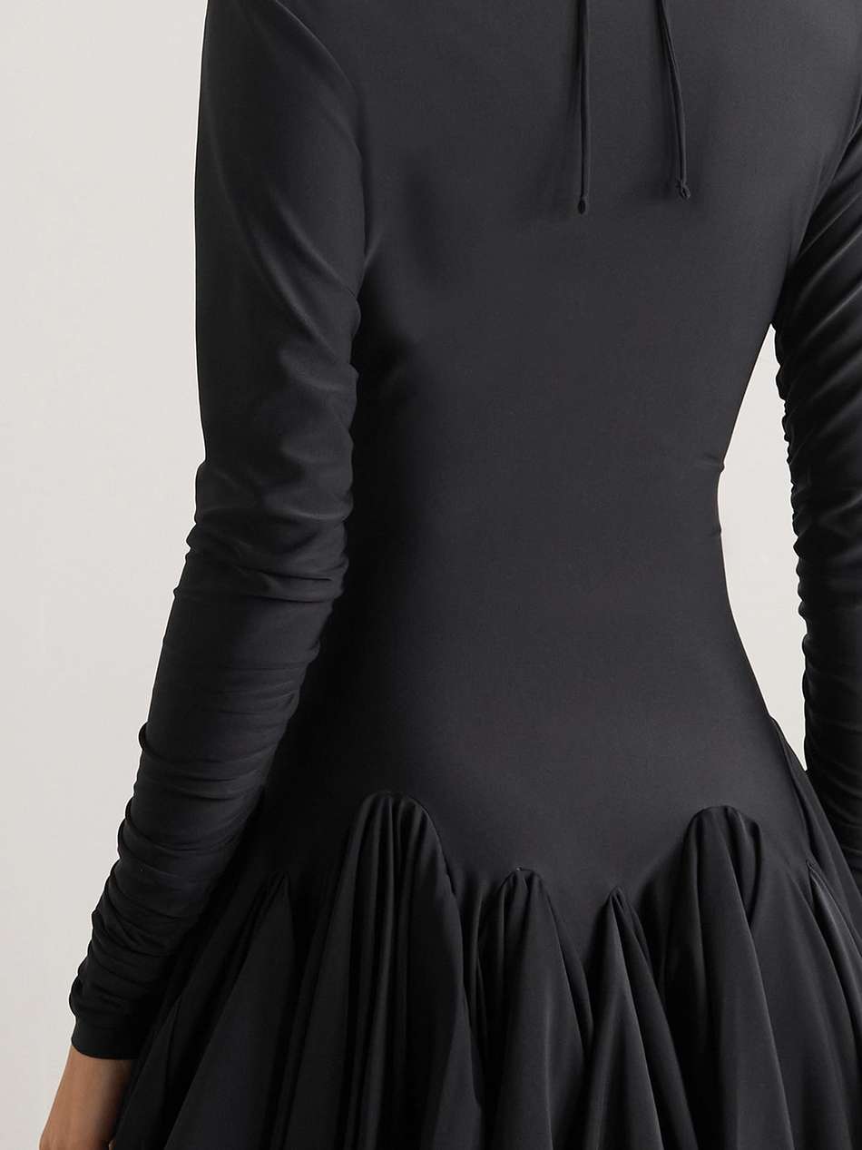 + ester manas lace-up ruffled stretch-jersey mini dress