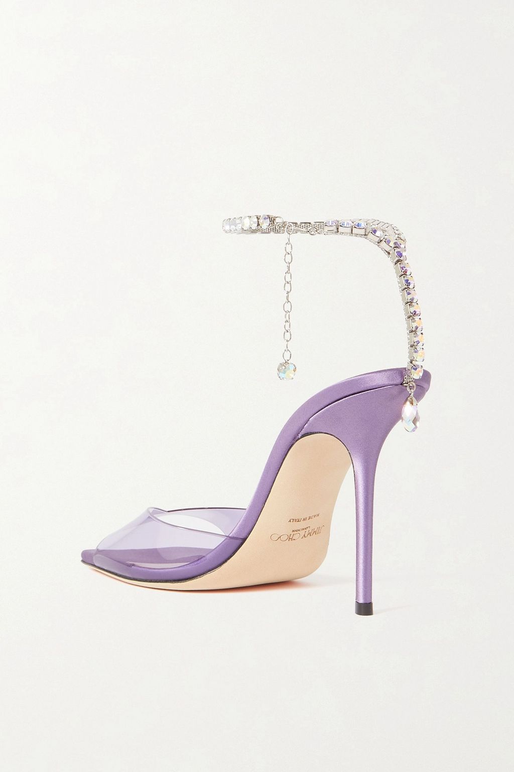 JIMMY CHOO Saeda 100 crystal-embellished PVC and satin sandals