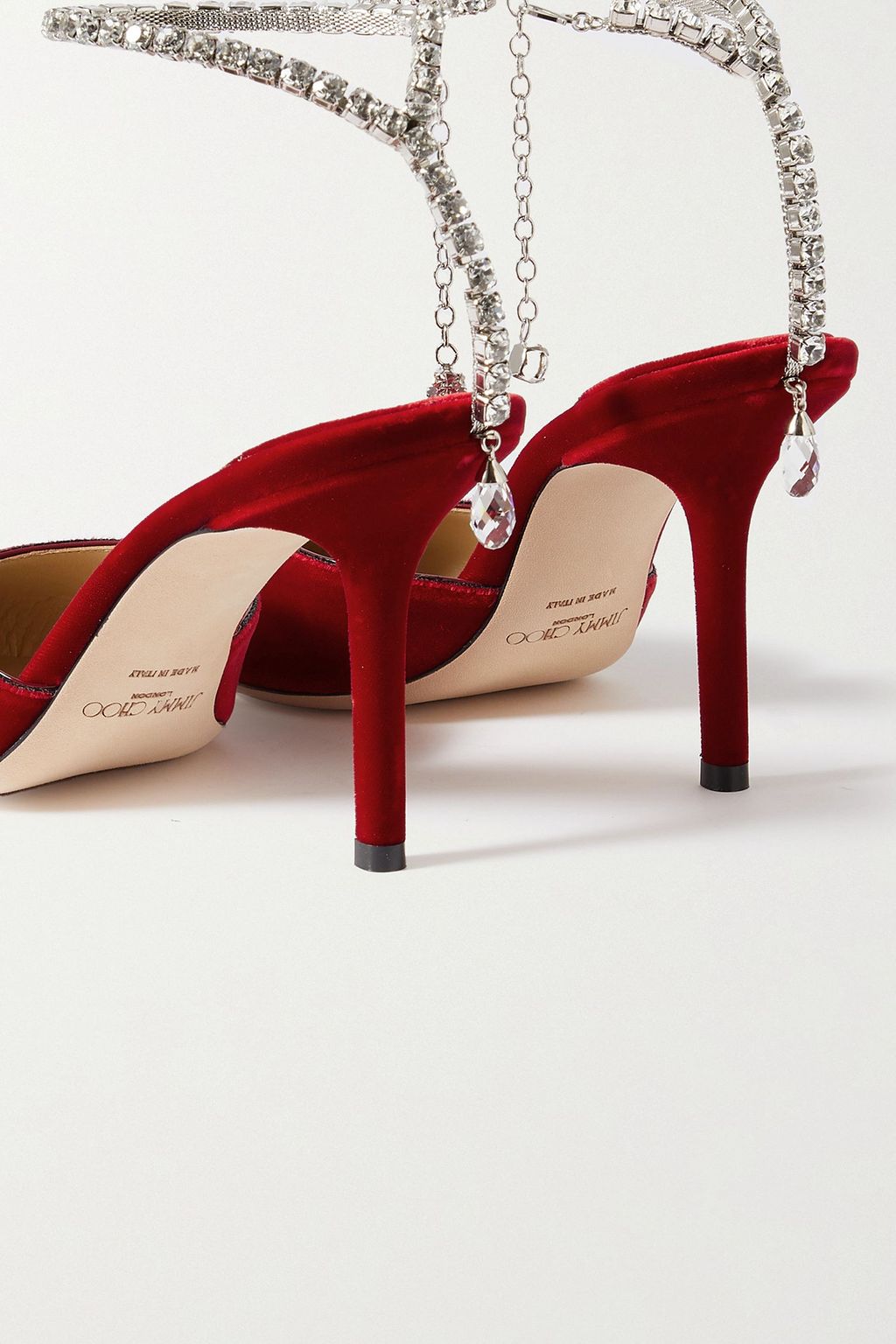 JIMMY CHOO Saeda 85 crystal-embellished velvet pumps