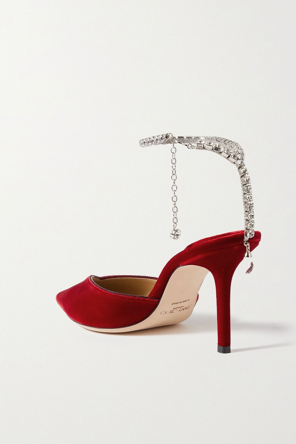 JIMMY CHOO Saeda 85 crystal-embellished velvet pumps