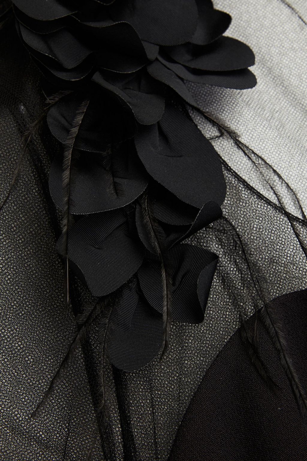SAFIYAA Feather-trimmed tulle and crepe gown