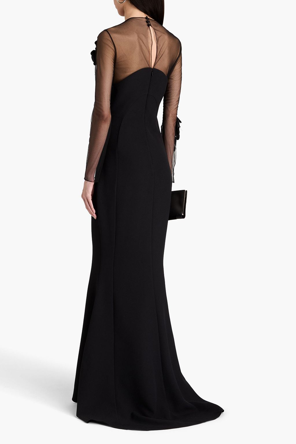 SAFIYAA Feather-trimmed tulle and crepe gown