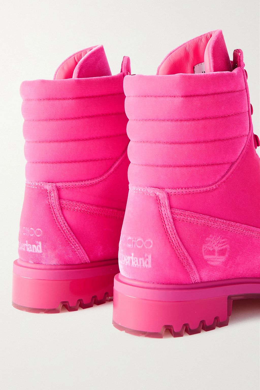 JIMMY CHOO X TIMBERLAND + 팀버랜드 퀼팅 벨벳 앵클 부츠