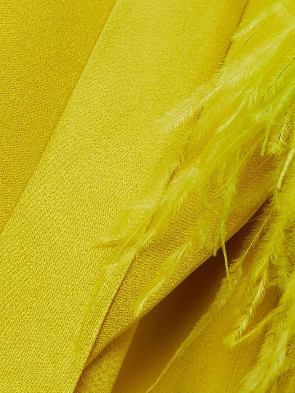 feather-trimmed crepe kaftan