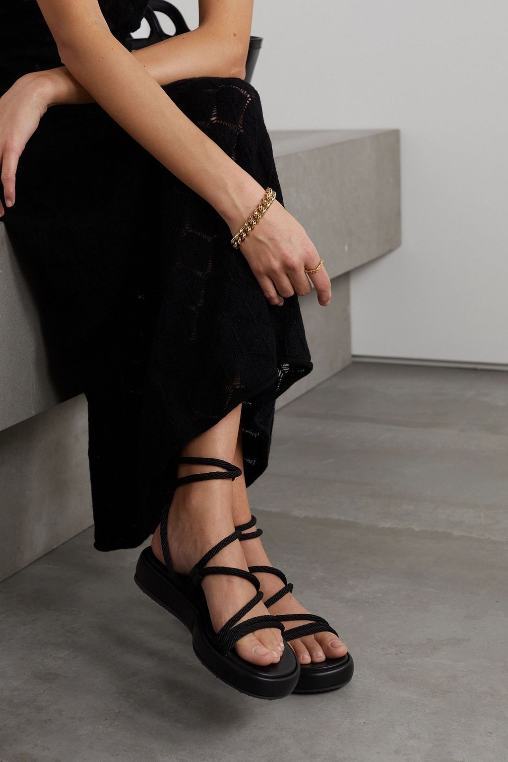 GIANVITO ROSSI Leather-trimmed cord sandals