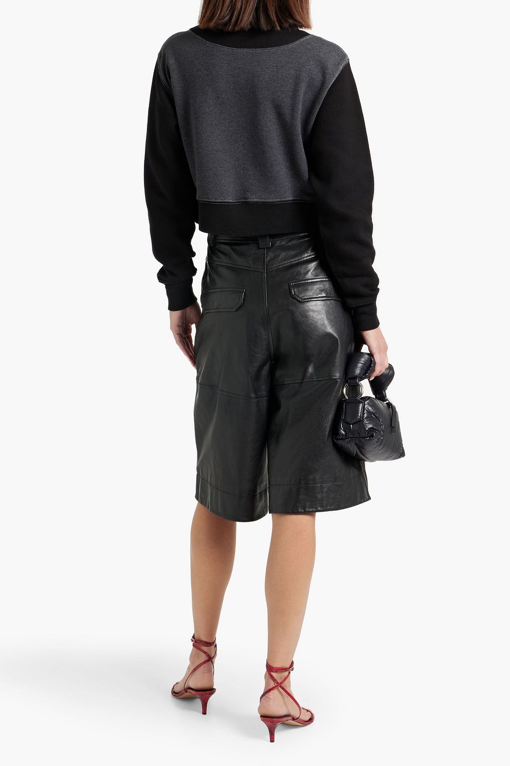 RE/DONE 90s cropped printed cotton-blend fleece half-zip sweatshirt