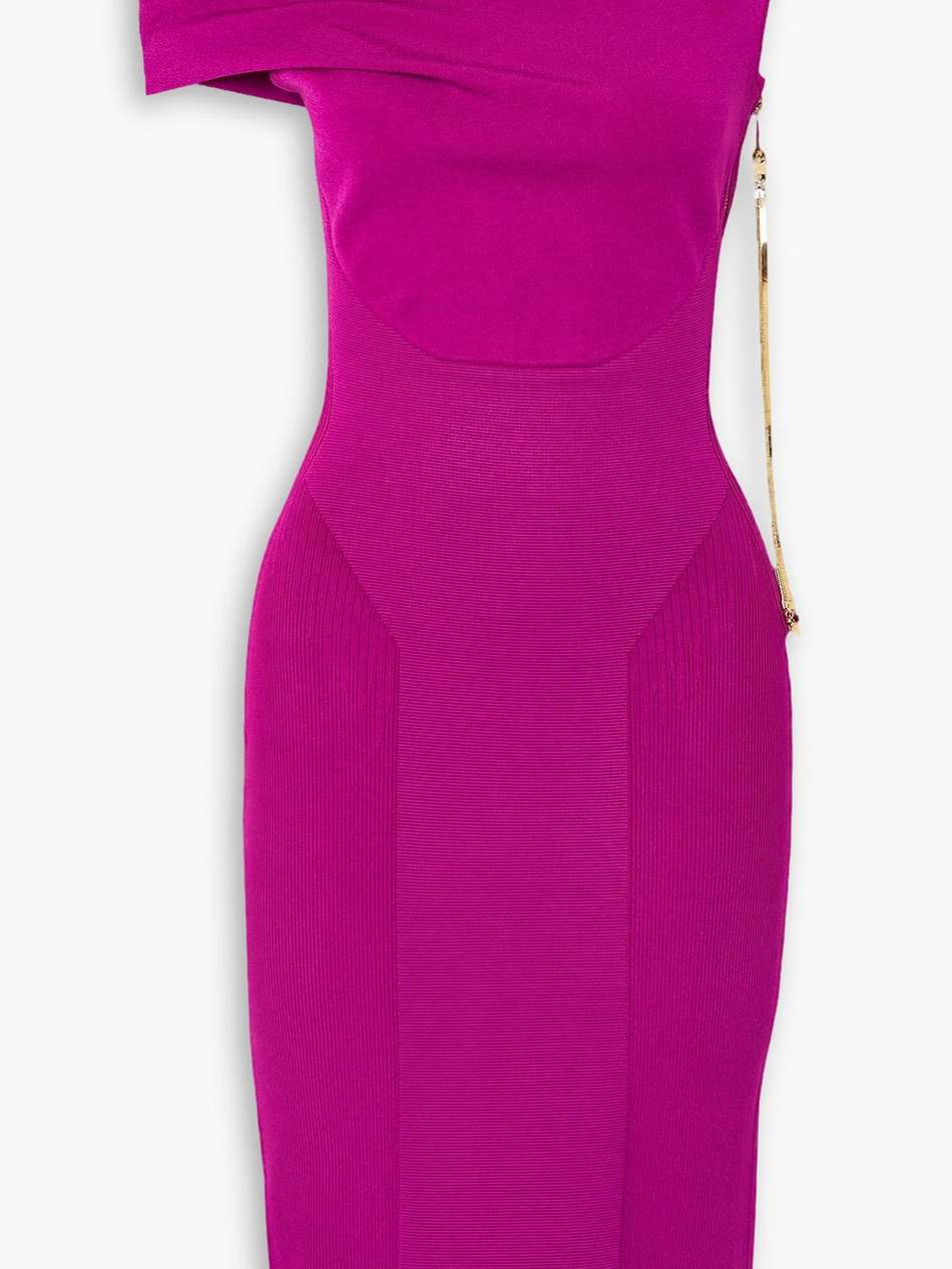 mybody one-shoulder knitted midi dress