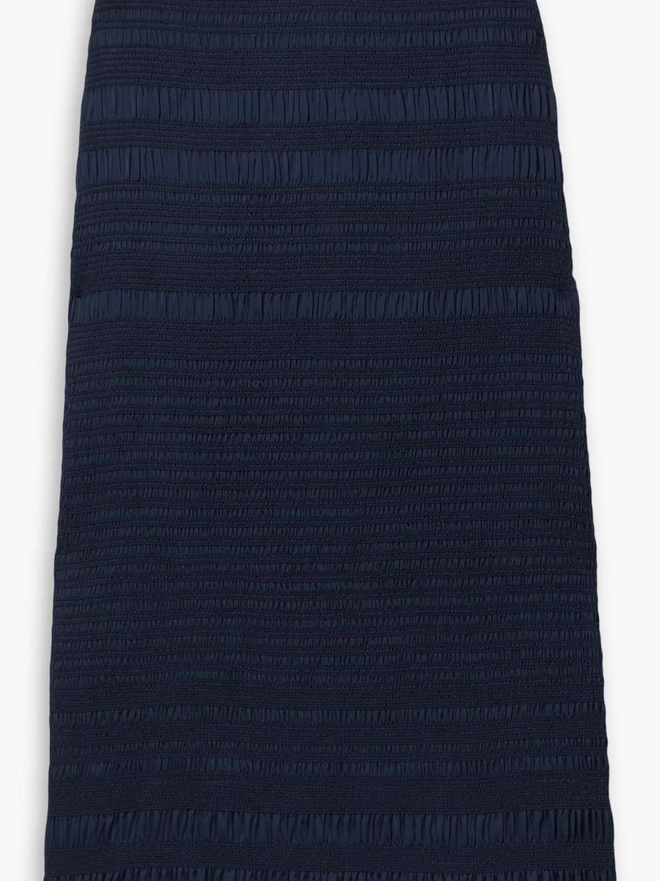 shirred crepe de chine midi skirt