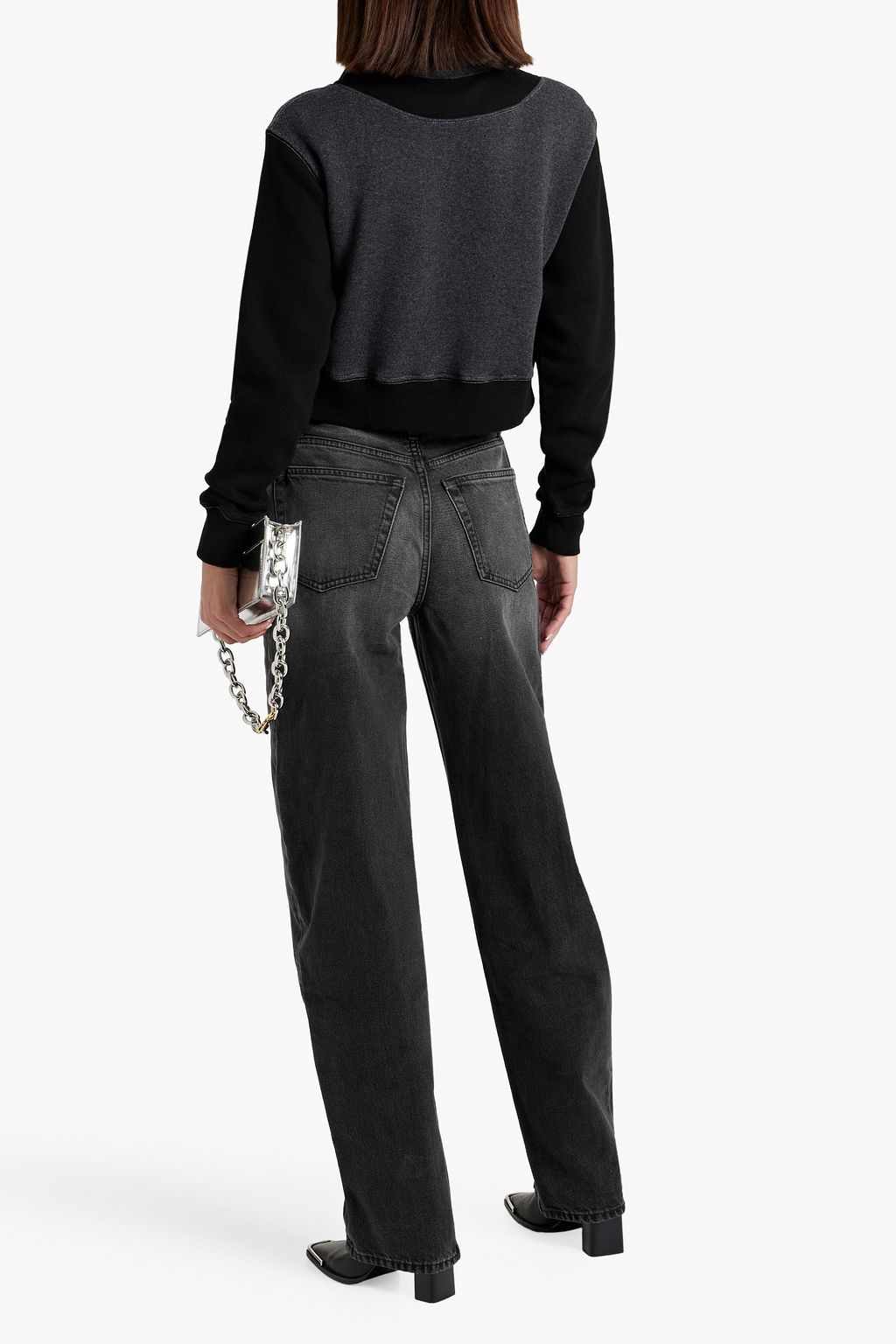 RE/DONE 90s cropped printed cotton-blend fleece half-zip sweatshirt