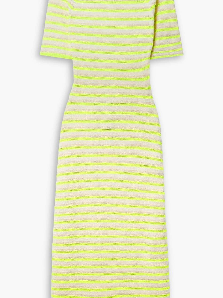 open-back striped jacquard-knit midi dress