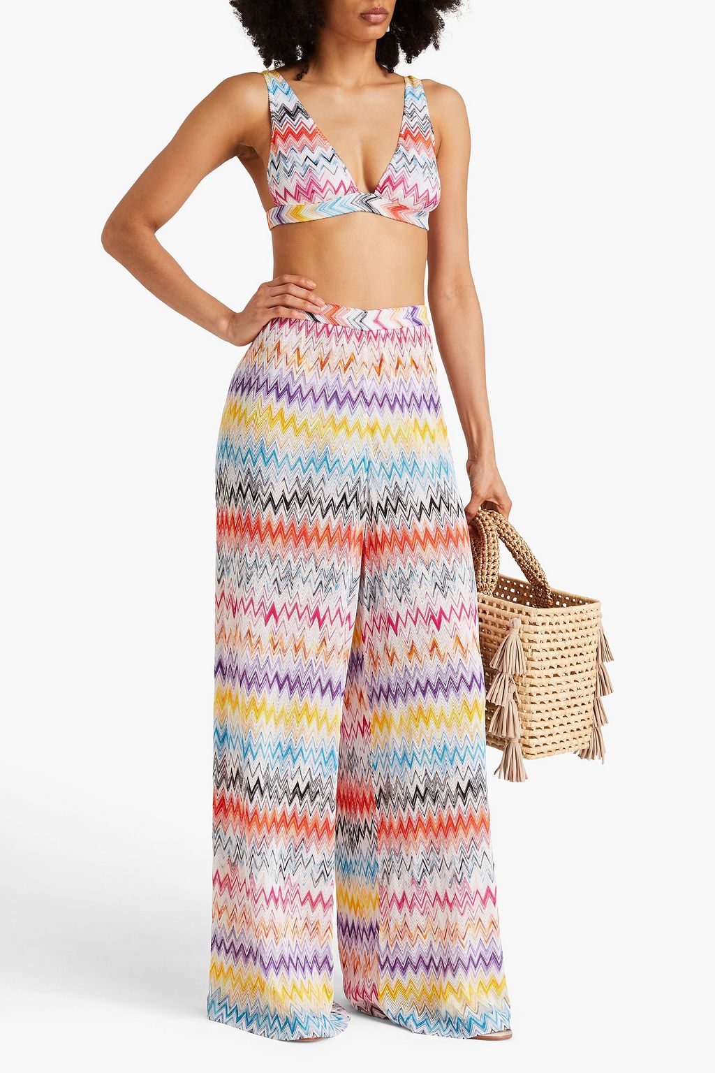 MISSONI Mare striped crochet-knit wide-leg pants