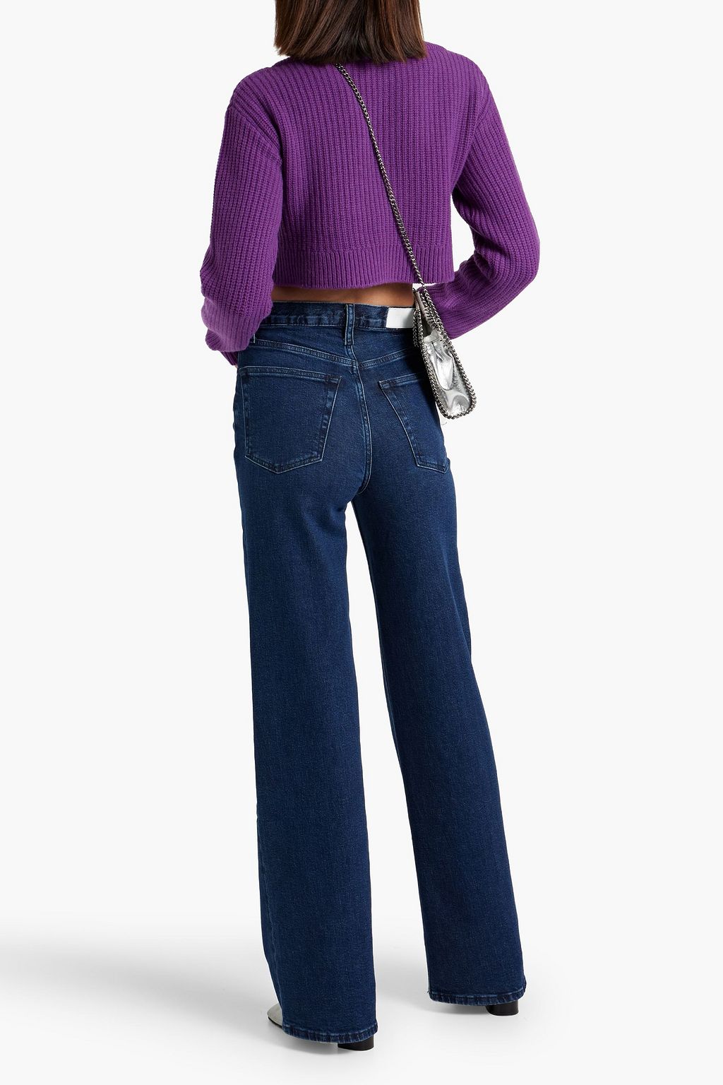 RE/DONE Cropped striped ribbed wool sweater
