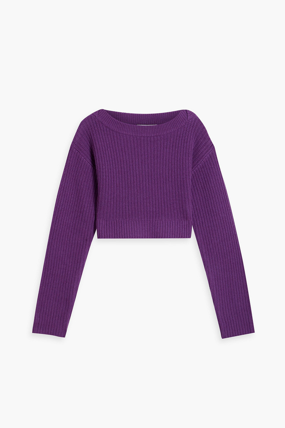 Re/done Cropped Ribbed Wool Sweater In Purple