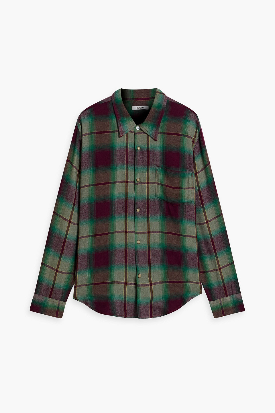 Re/done Checked Flannel Shirt In Emerald