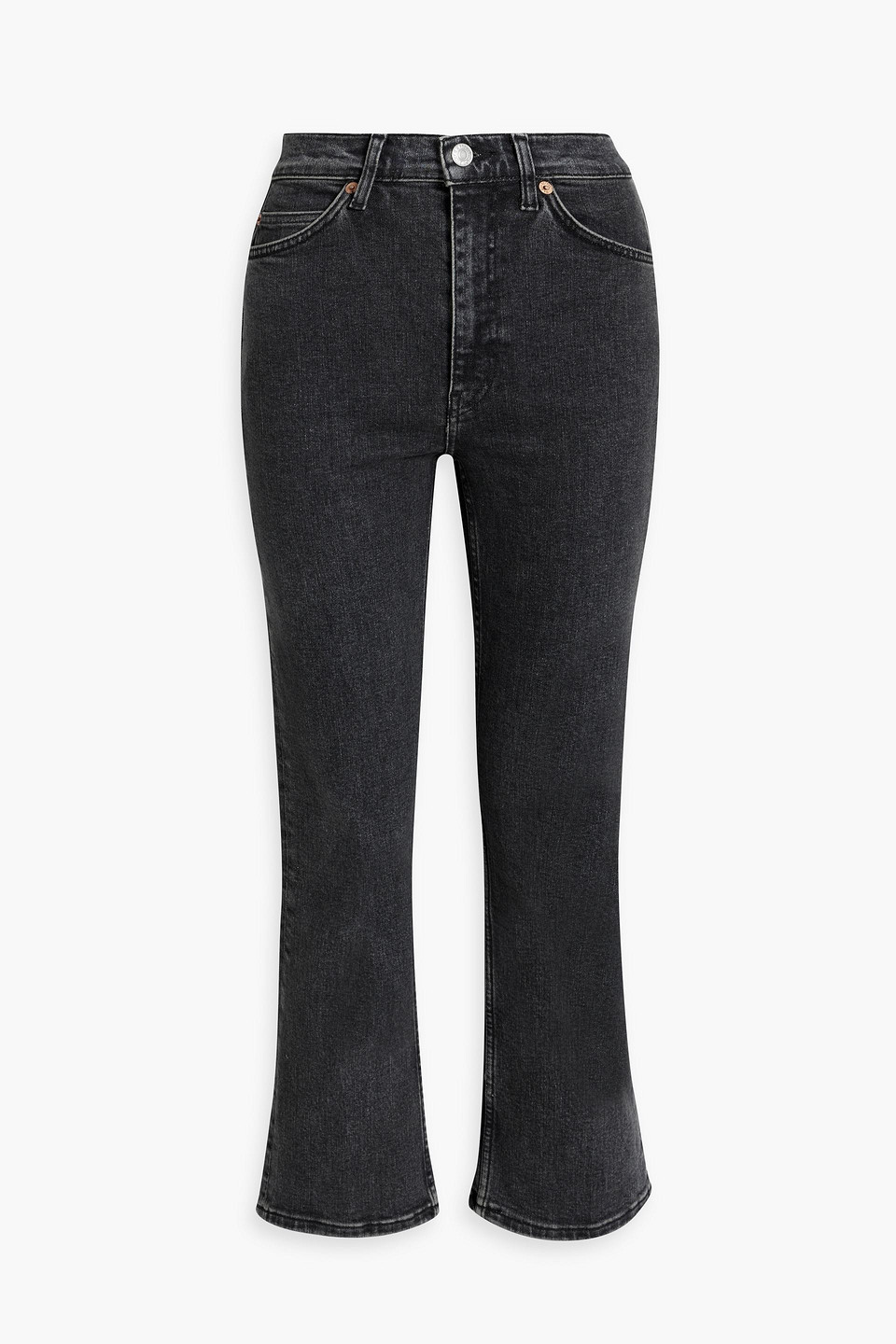 Re/done 70s Cropped High-rise Bootcut Jeans In Dark Gray