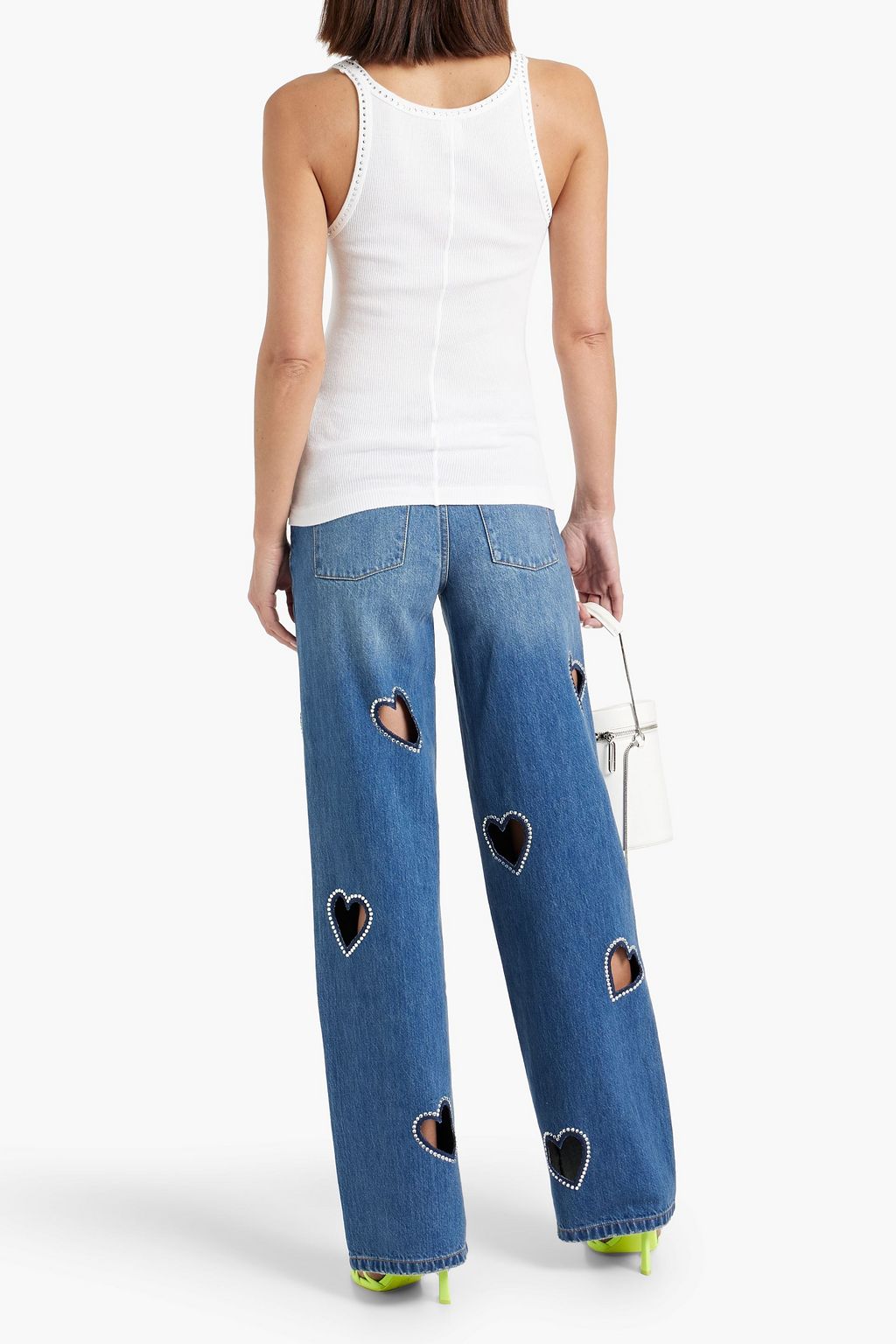RE/DONE BY HANES بلوزة بدون أكمام من قطن جيرسي بتصميم مضلّع