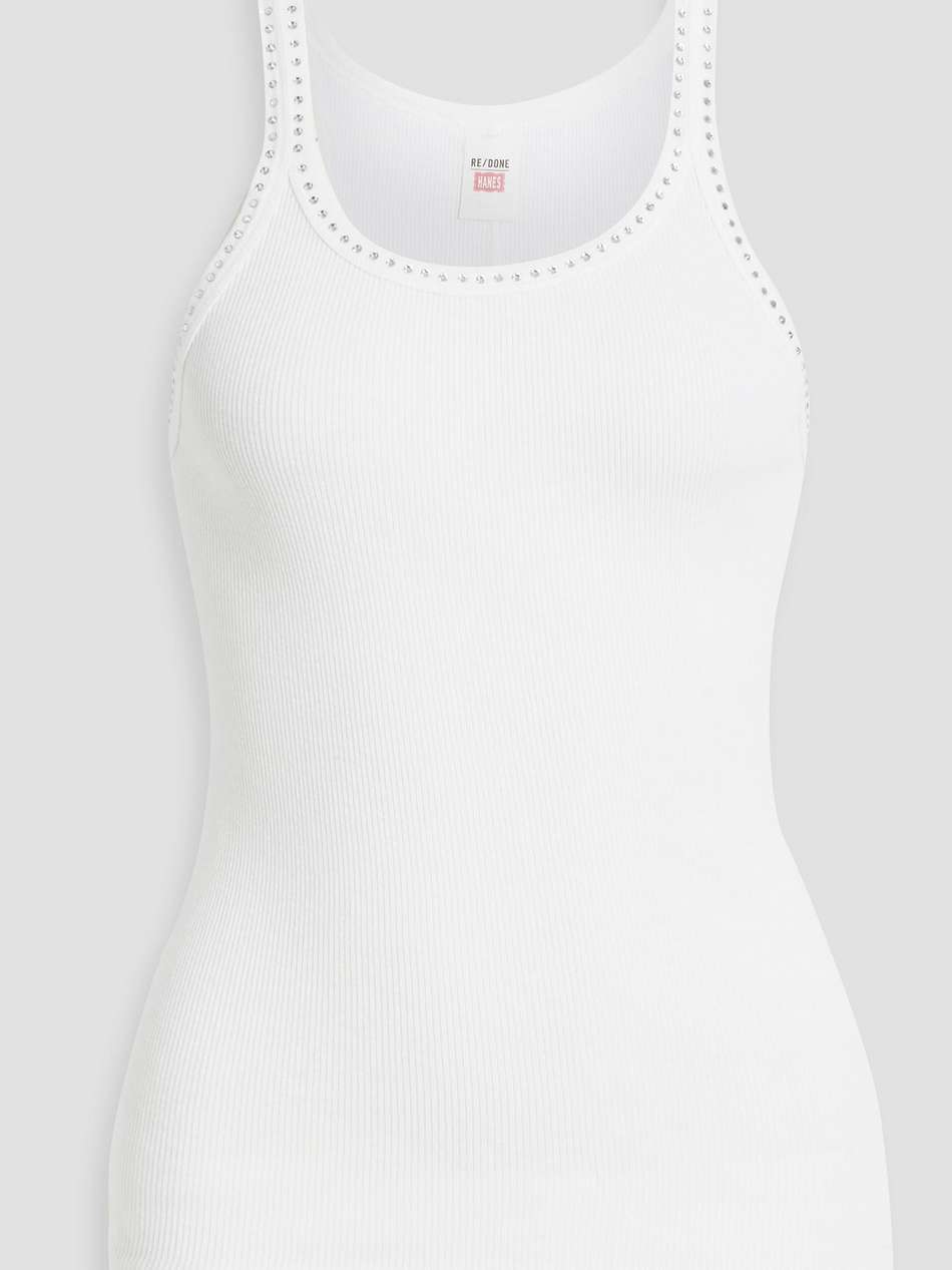crystal-embellished ribbed cotton-jersey tank