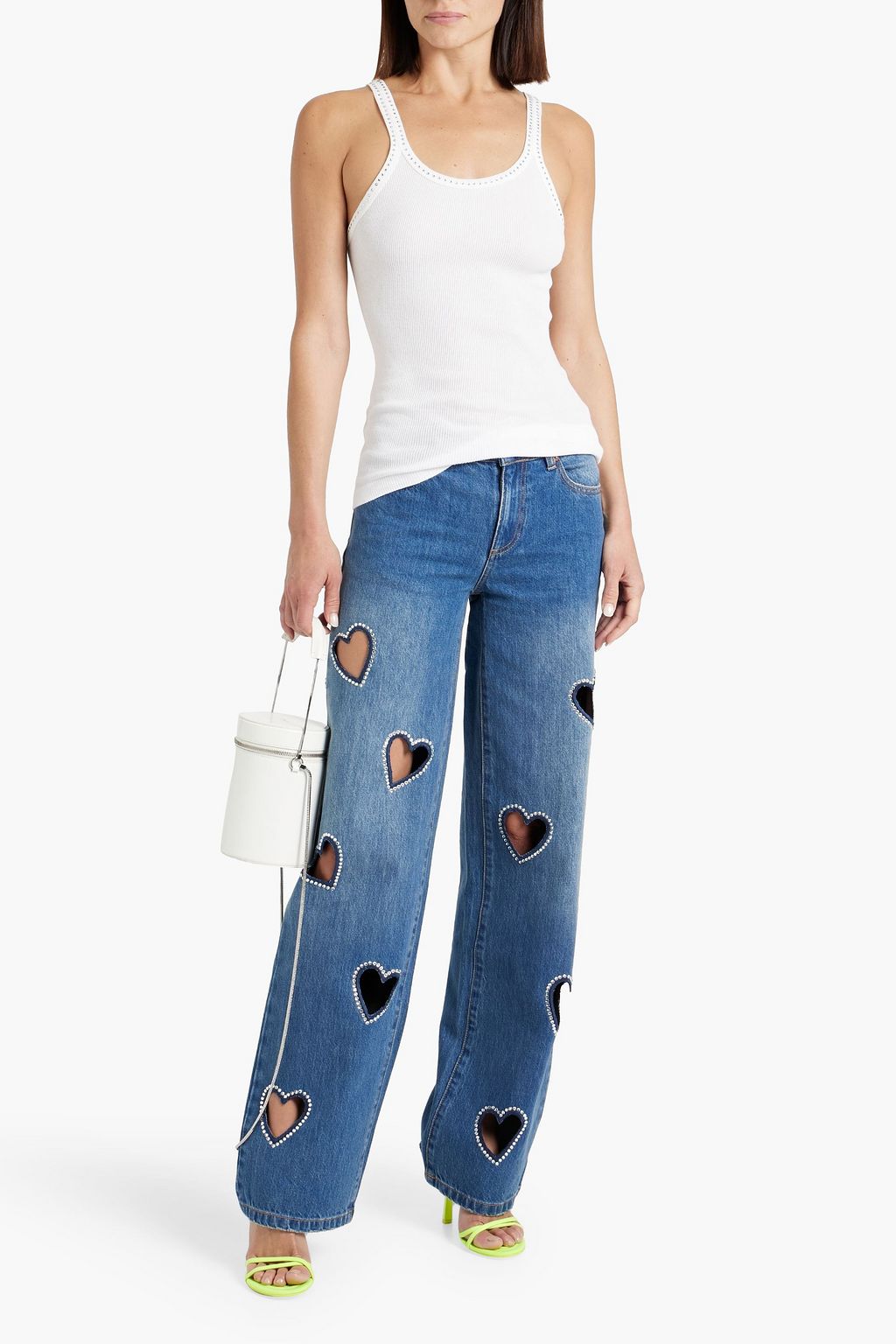RE/DONE BY HANES بلوزة بدون أكمام من قطن جيرسي بتصميم مضلّع