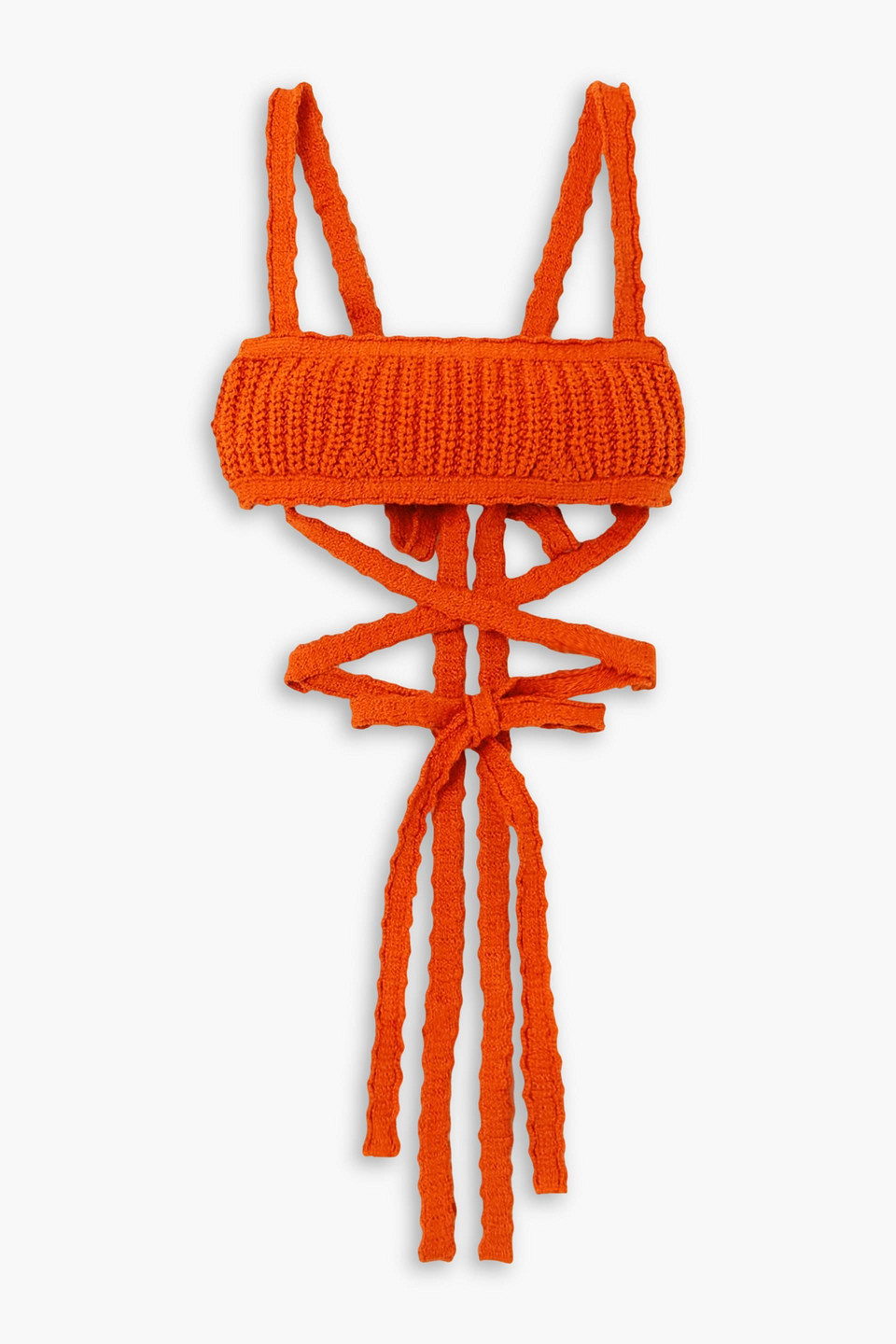 Alanui Palm Springs Crocheted Cotton Bralette In Orange