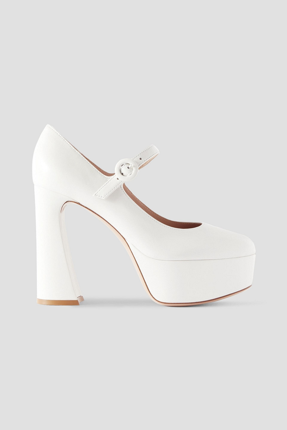 Gianvito Rossi 170 Leather Platform Mary Jane Pumps In White