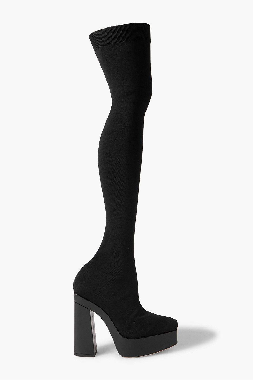 Jimmy Choo Giome Over-the-knee Stretch-knit Platform Boots In Black/black