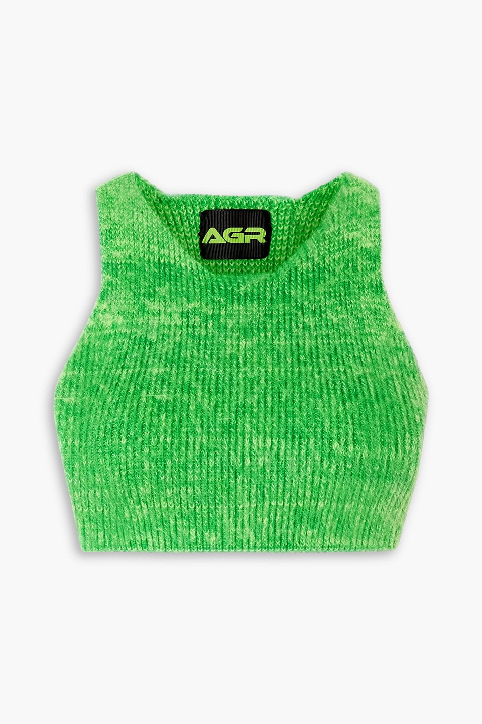 Agr Cropped Brushed Cotton-blend Tank In Bright Green