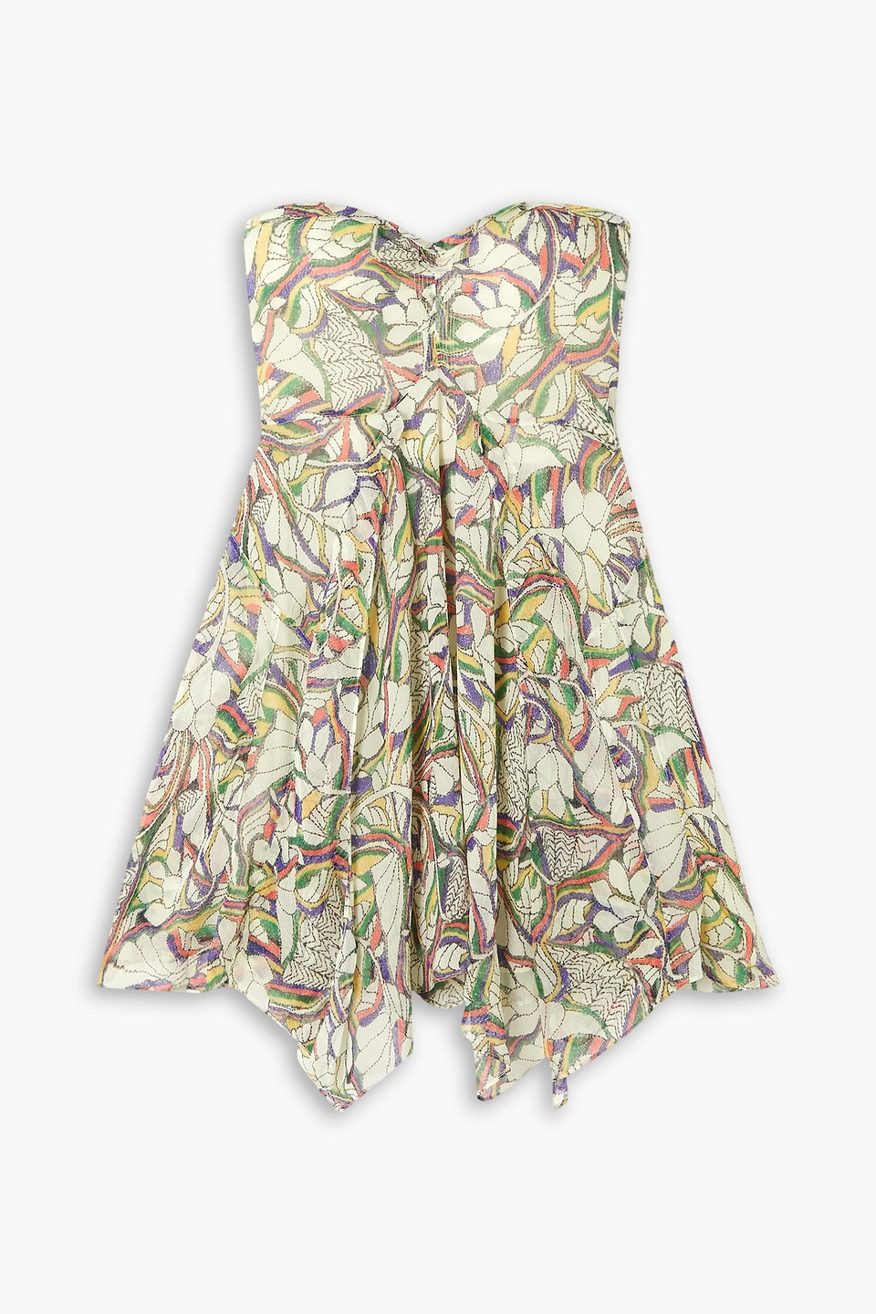 ISABEL MARANT LOUANE STRAPLESS FLORAL-PRINT SILK-CREPON MINI DRESS 