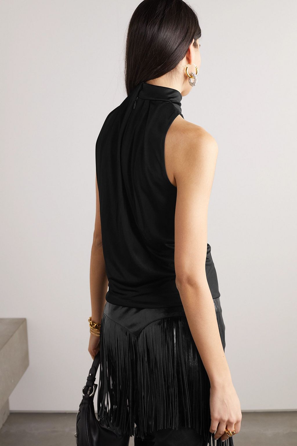 VERSACE Cutout draped jersey top
