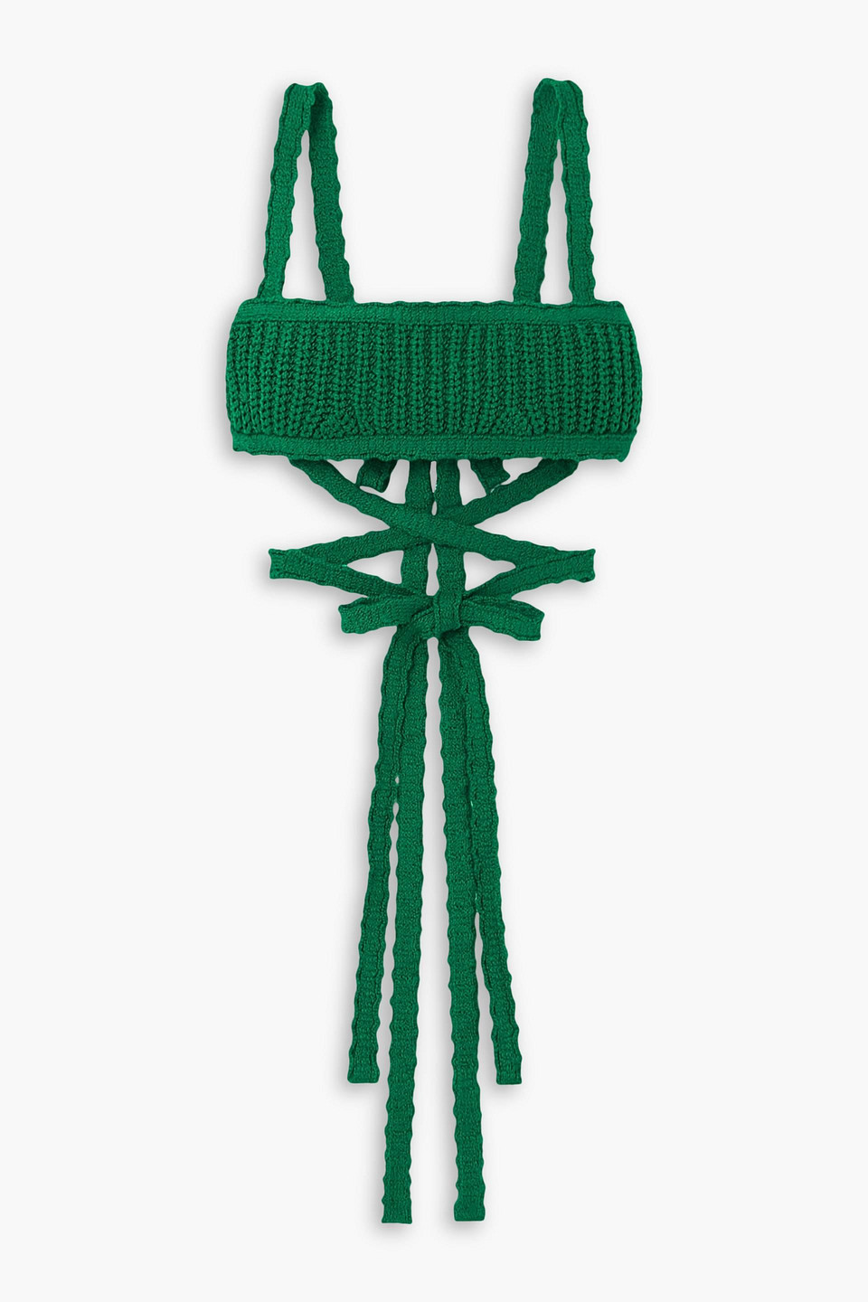 Alanui Palm Springs Crocheted Cotton Bralette In Green