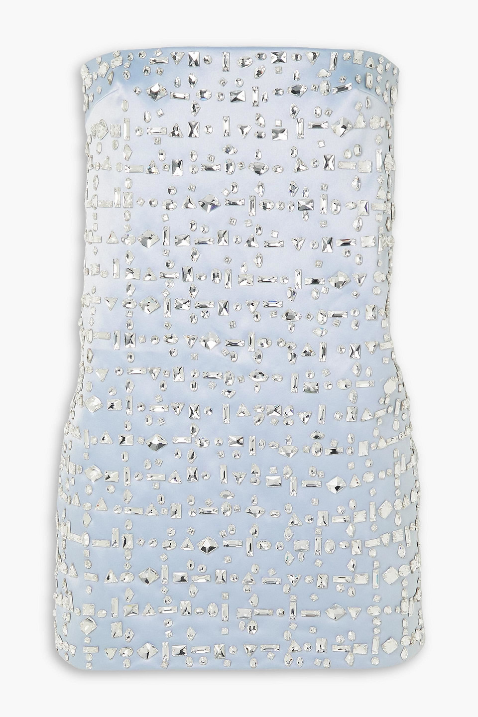 16arlington Blaise Strapless Crystal-embellished Satin Mini Dress In Sky Blue