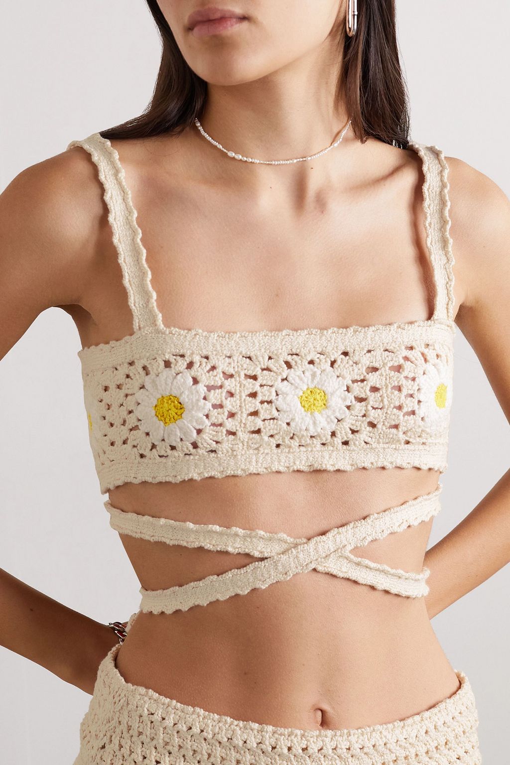 ALANUI حمالة صدر Daisy بأربطة من القطن بحبكة الكروشيه