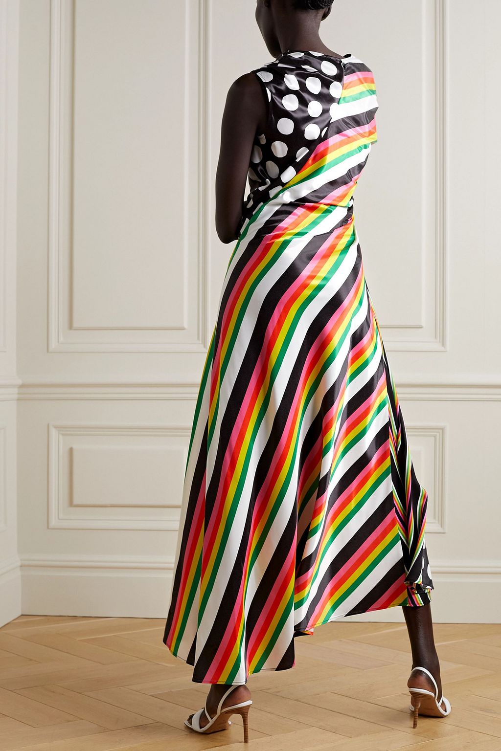 CHRISTOPHER JOHN ROGERS Striped polka-dot satin-twill maxi dress