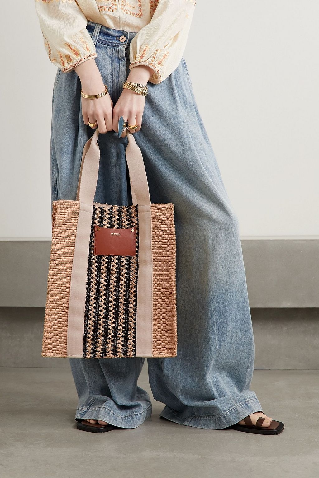 ISABEL MARANT Aruba woven cotton-blend tote
