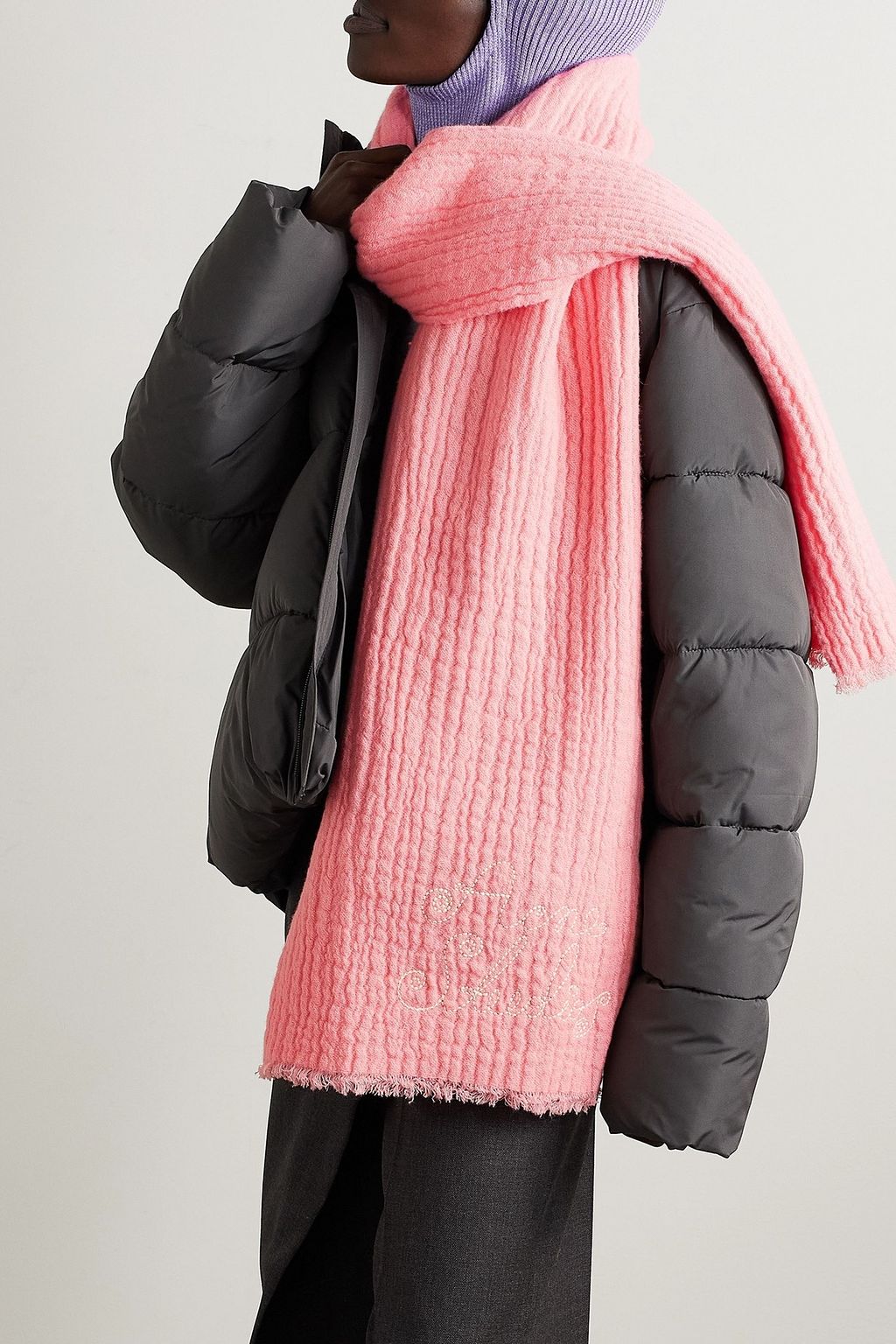 ACNE STUDIOS Schal aus einer Wollmischung mit Stickerei