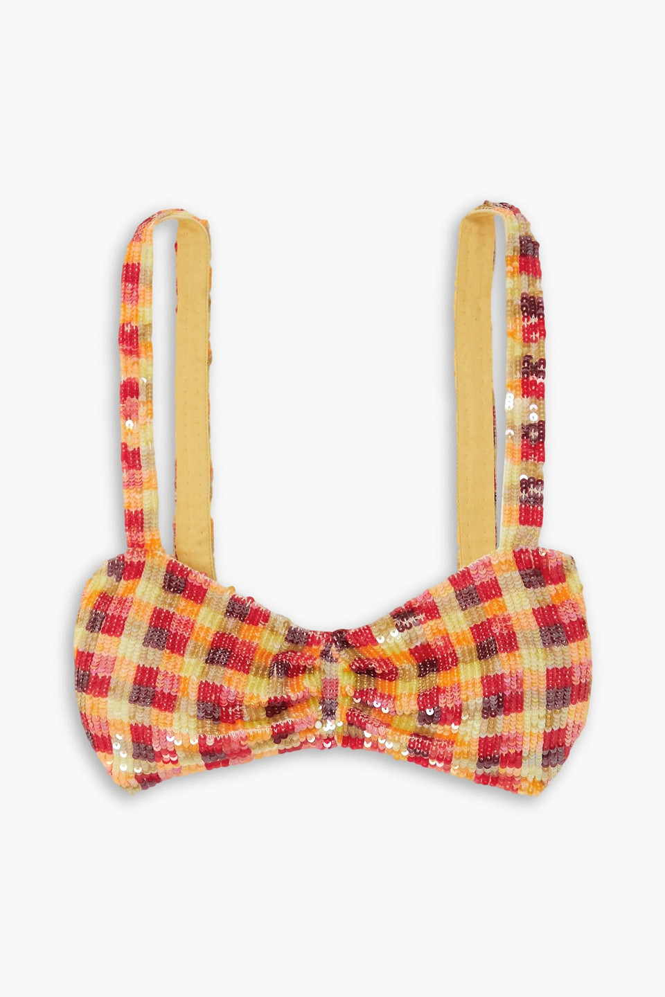 Ashish Checked Sequined Tulle Bralette In Red
