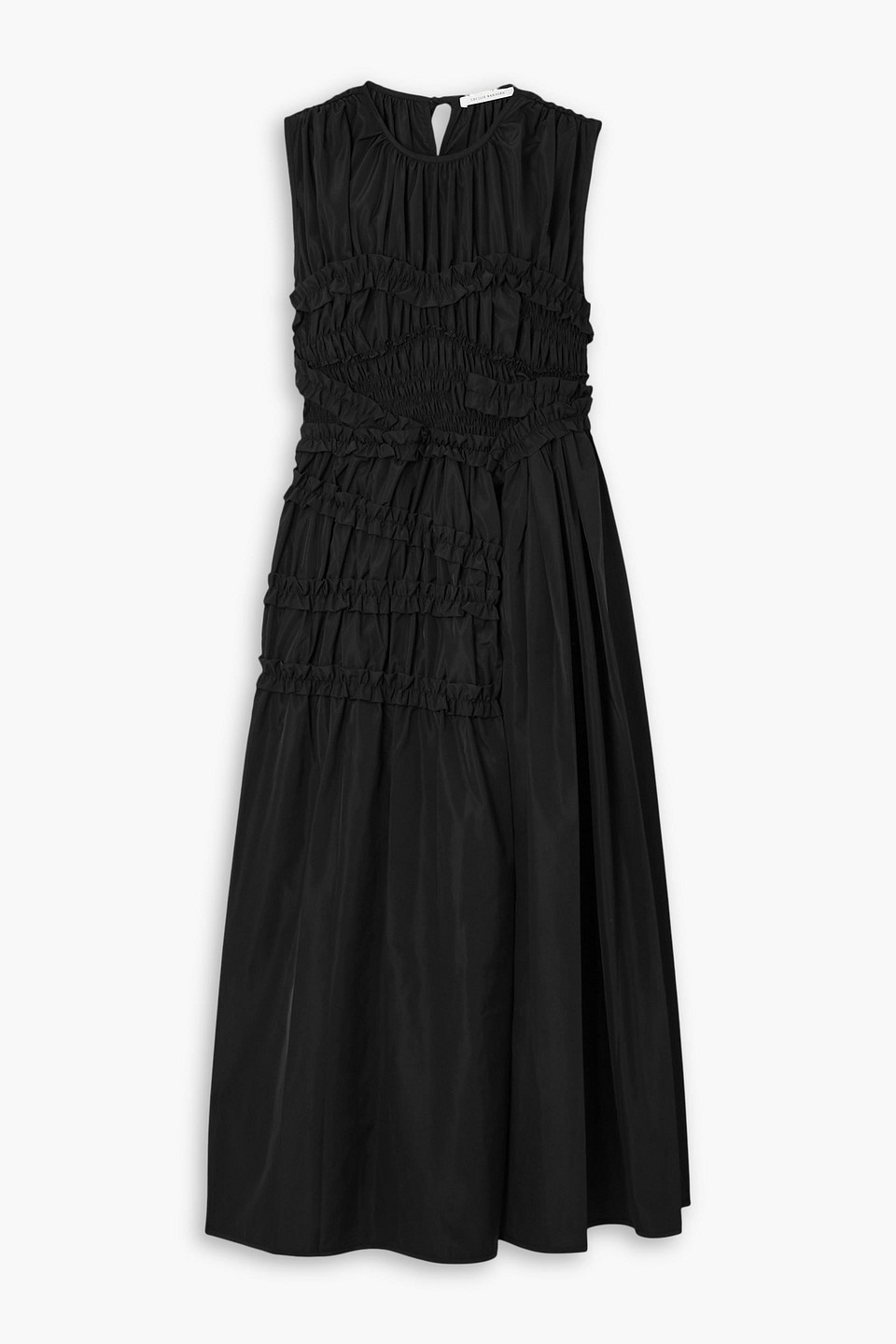 CECILIE BAHNSEN UTOPIA SMOCKED FAILLE MIDI DRESS