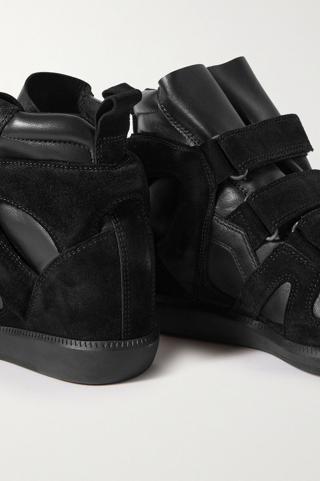 ISABEL MARANT Buckee suede and leather wedge sneakers