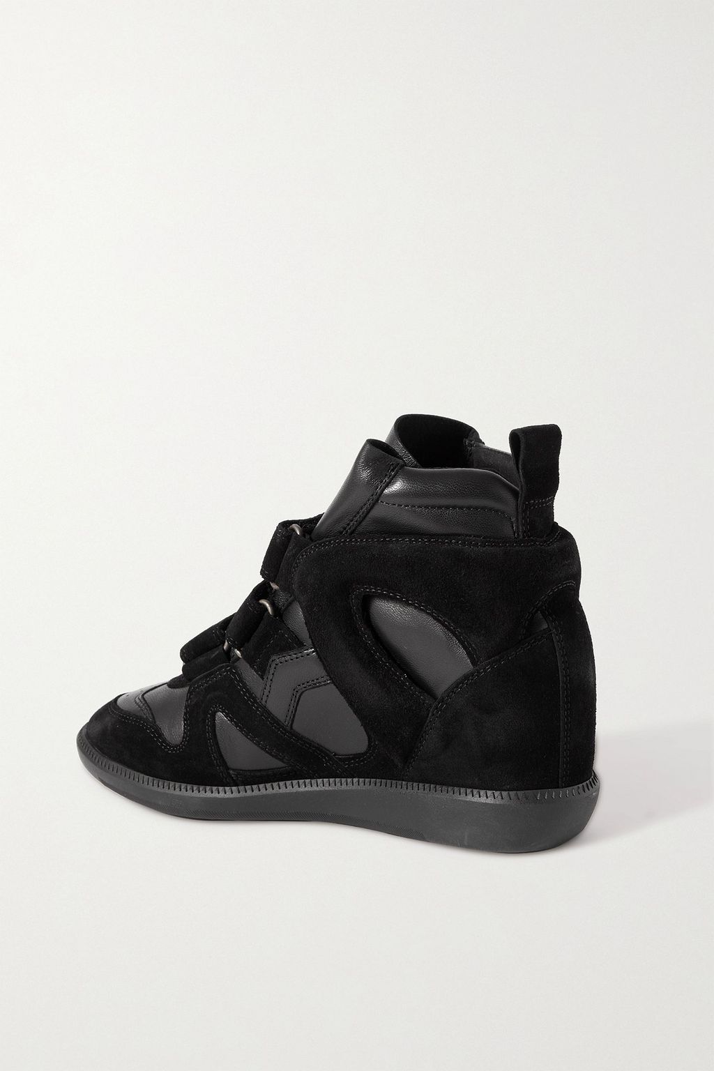 ISABEL MARANT Buckee suede and leather wedge sneakers