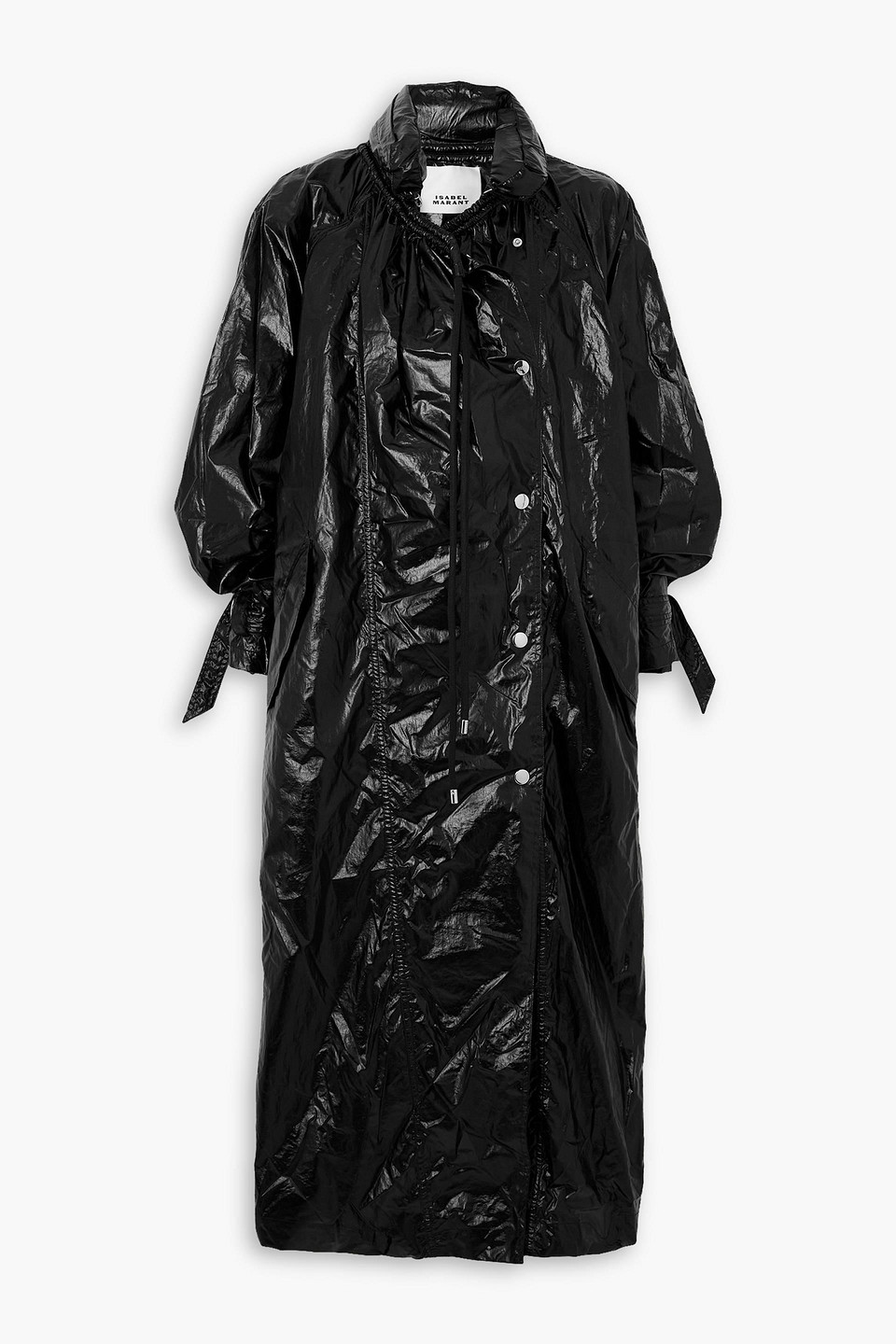 Isabel Marant Devina Oversized Crinkled-glossed Shell Coat In Black