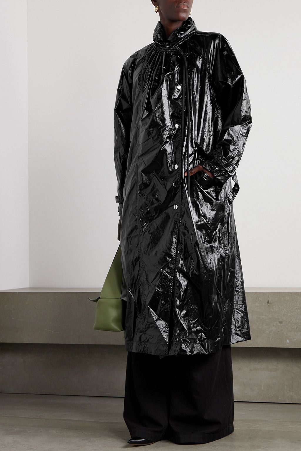 ISABEL MARANT Devina oversized crinkled-glossed shell coat