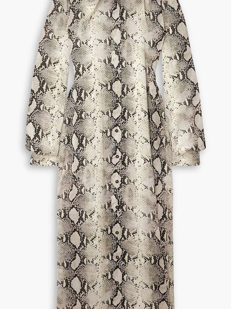 ione snake-print satin maxi shirt dress
