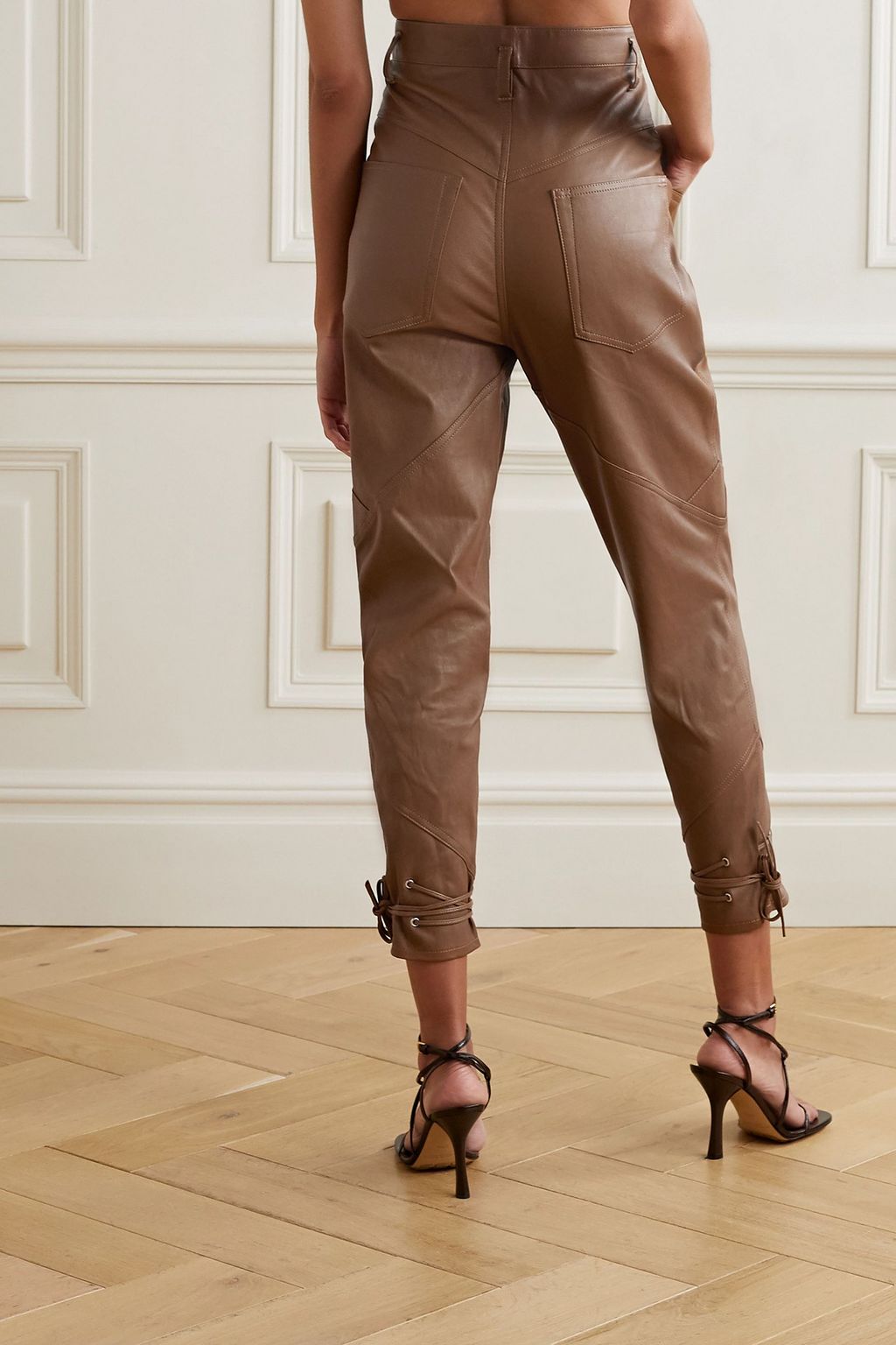 ISABEL MARANT Badeloisa lace-up leather tapered pants