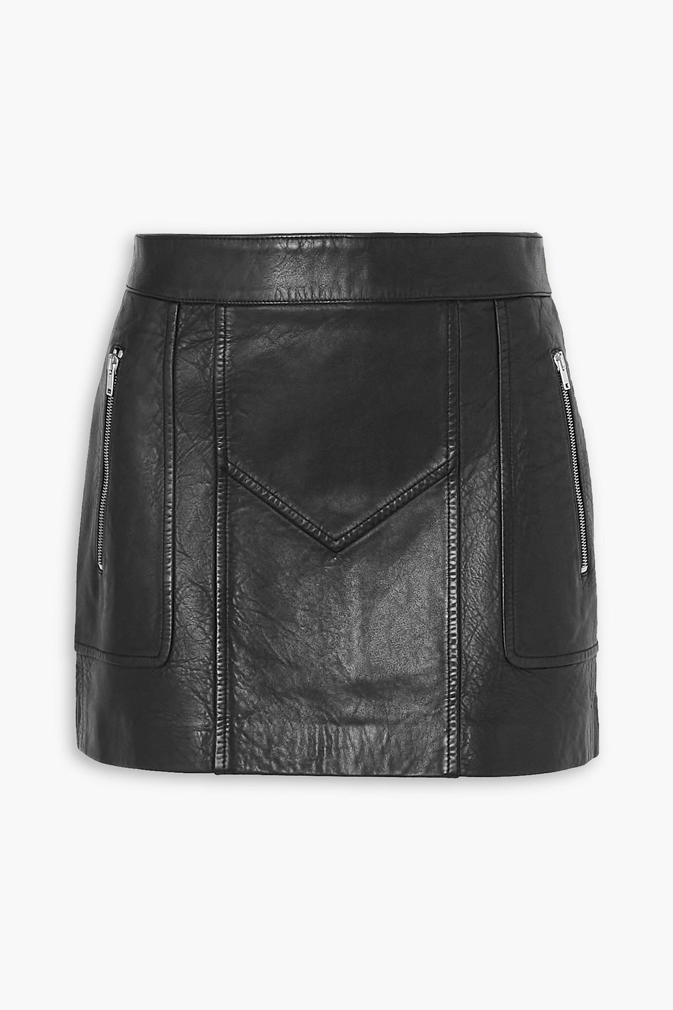Isabel Marant Azizae Paneled Crinkled-leather Mini Skirt In Schwarz