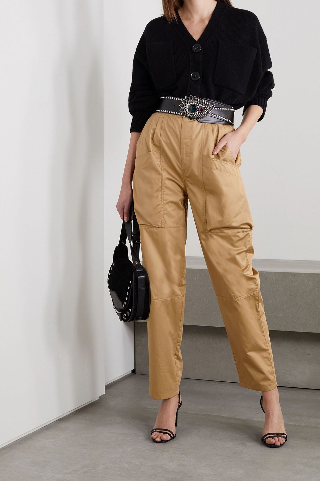 ISABEL MARANT 코튼 새티인 테이퍼드 팬츠