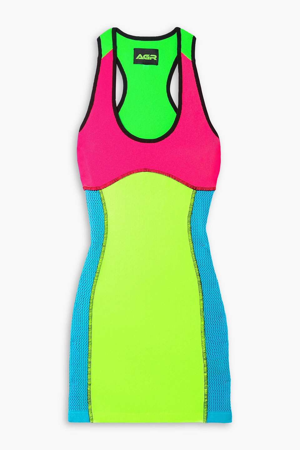 Agr Color-block Stretch-knit Mini Dress In Multicolor